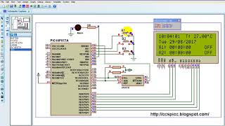 Real time clock amp calendar with 2 alarms and temperature sensing using PIC16F877A and DS3231 Simu [upl. by Debbra]