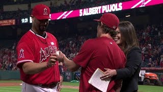 MINLAA Fan gives Pujols his 600th home run ball [upl. by Monafo]