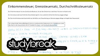 Einkommensteuer Grenzsteuersatz Durchschnittssteuersatz Mathematisch  Unternehmensbesteuerung [upl. by Aynot]