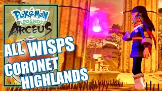 Pokemon Legends Arceus – All Wisp Locations in Coronet Highlands [upl. by Laurianne]