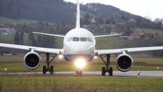 Spectacular Airbus A320 landing amp take off at Airport BernBelp [upl. by Charline]