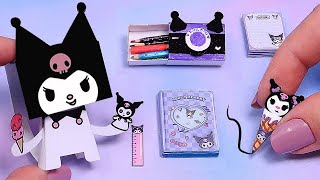 ♥ Tutorial Útiles Escolares en Miniatura de KUROMI hechos con PAPEL papercrafts ♥ [upl. by Aizitel]