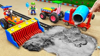 Diy tractor mini Bulldozer to making concrete road  Construction Vehicles Road Roller 102 [upl. by Marc477]