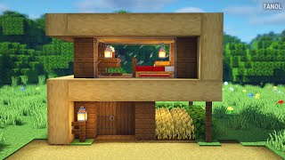 ⚒️ Minecraft  How To Build a Small Survival Wooden Modern House마인크래프트 건축  작은 야생 나무 모던하우스 만들기 [upl. by Odlaner]