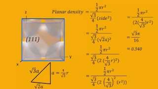 Linear and Planar Densities for Body Centered Cubic BCC Unit Cells [upl. by Lyckman]