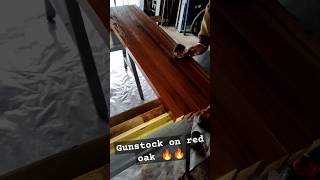 Staining Red Oak with MinwaxUSA Gunstock penetrating fast dry oil stain minswax carpentry [upl. by Ecnarwal718]