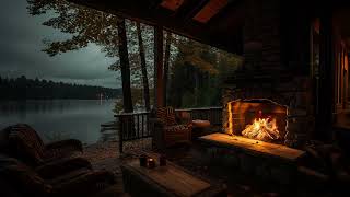 Cozy Rain on Porch with Crackling Fireplace and Gentle Rain Sounds to Relaxing and Sleeping [upl. by Verada]