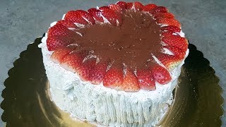 TORTA DI SAN VALENTINO FACILE A CUORE CON FRAGOLE PANNA E NUTELLA  FoodVlogger [upl. by Dav]