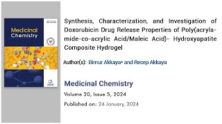 Synthesis amp Characterization Doxorubicin Drug Release from Composite Hydrogel  Bentham Science [upl. by Arney579]