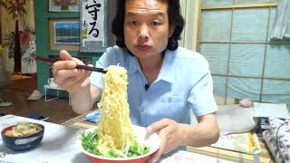 初めてのYouTube147 至福の味！明星評判屋重ねだし塩ラーメン油そばアレンジともつ煮込み御飯！ BGM「優しい心、温かい日」 [upl. by Ninerb602]