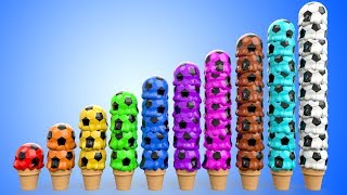 Ice Cream Scoops Soccer Balls to Learn Colors and Numbers for Kids  3D Toddler Learning Videos [upl. by Etat]