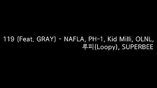 나플라 pH1 Kid Mili OLNL 루피Loopy SUPERBEE  119 Feat GRAY 가사lyric 쇼미더머니 777 [upl. by Nevla]