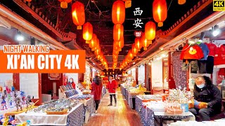 Night Walk In Xian  4K HDR  The Traditional Restaurant Area  Shaanxi China  西安  永兴坊 [upl. by Ennairrek]