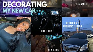 Decorate my NEW car with me ♡  Car Tour Getting my windows tinted Car wash etc [upl. by Haily]