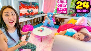 24 HOUR CHALLENGE IN A TINY HOME NO BOYS ALLOWED [upl. by Valsimot]