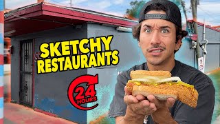 Eating At SKETCHY Restaurants For 24 HoursGross Part 3 [upl. by Ruyle944]