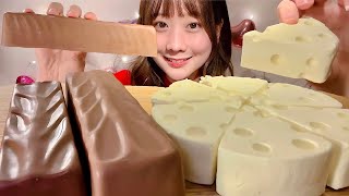 ASMR Frozen Cheesecake and Chocolate Marshmallow Bar【Mukbang Eating Sounds】【English subtitles】 [upl. by Almeria722]