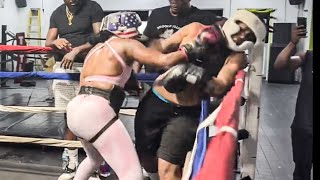 Claressa Shields BATTERS amp STOPS Troll in HEATED 60Second SPARRING BEATING Runs her OUT OF RING [upl. by Uot]