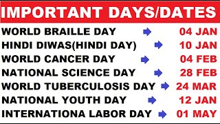 All Important DaysNationalInternational DaysImportant DatesHVS STUDIES [upl. by Daza]