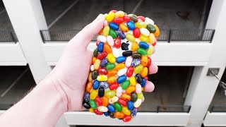 Can Jelly Belly Beans Protect an iPhone 6S from 100 FT Drop Test [upl. by Airdnalahs]