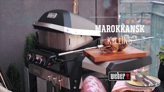 Grillet marokkansk kylling på elgrillen Weber Pulse med rotisseriet [upl. by Marnie]