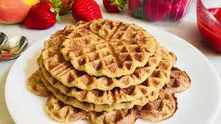 Waffles  Gofres  Vegan magros Waffles en agua con una manzana [upl. by Phail]