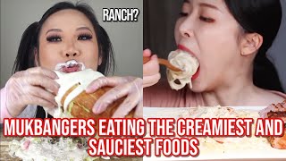 mukbangers eating the CREAMIEST and SAUCIEST foods [upl. by Australia]