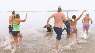 Raw Video L Street Brownies Polar Plunge In South Boston [upl. by Ybsorc853]