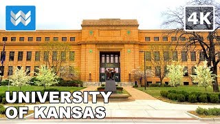 4K University of Kansas KU in Lawrence Kansas USA  Jayhawks Campus Virtual Walking Tour [upl. by Sladen]