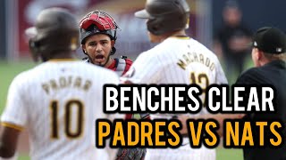 Benches clear in Nats vs Padres game  Padres make the nationals pay with HR from Profar amp Machado [upl. by Atileda977]