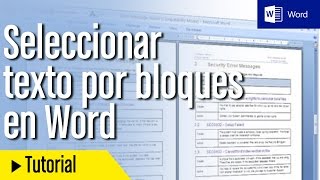 Tutorial Word en español seleccionar texto por bloques [upl. by Niltac]