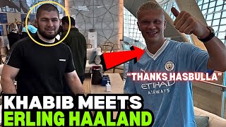 Khabib Nurmagomedov MEETS Erling Haaland And Gifts From Hasbulla VIDEO [upl. by Lodie765]