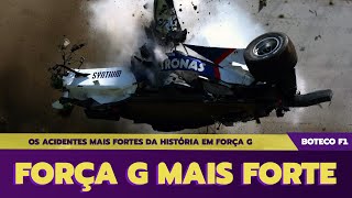 Os 11 ACIDENTES com quotmais FORÇA Gquot da F1 [upl. by Selda]