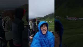 Skogafoss a powerful waterfall in Iceland Looking from the top of a hill [upl. by Fraase707]