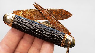 Old Rusty Sheffield Pocket Knife Restoration [upl. by Huai]