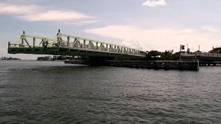 Mathers Bridge  Low Swing Span Drawbridge in Operation HD Merritt Island Florida [upl. by Orual]