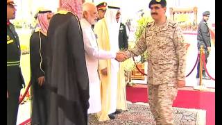 PM Modi in Saudi Arabia Official Welcome Ceremony  PMO [upl. by Ahsikyt]