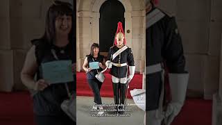 Kings Guard smiles when his mum visits him on duty at Horse Guards 18062023 [upl. by Ocramed]