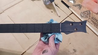 Cigar Box Guitar Staining the neck black Unconventional method [upl. by Gianni247]