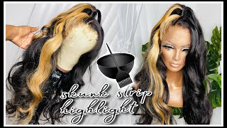 How To Skunk Stripe  Curls full process beginner friendly  ft PRETTYGIRLMINKKS WIG [upl. by Helfand66]