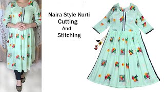 Naira Style Kurti Cutting And Stitching গজ কাপড় দিয়ে ডিজাইনার নায়রা কাট জামার কাটিং ও সেলাই শিখুন [upl. by Avik864]