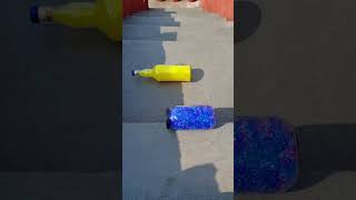 Blue vs Yellow Breaking glass bottles crushing soft things shorts asmr satisfying [upl. by Heath]