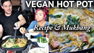 VEGAN HOT POT RECIPE  MUKBANG with SPECIAL GUEST [upl. by Alvy]