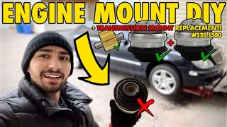 How To Replace ENGINE MOUNTS on a Mercedes SClass W220 in ONE HOUR for 150 EASY DIY NO BS WAY [upl. by Ainej]