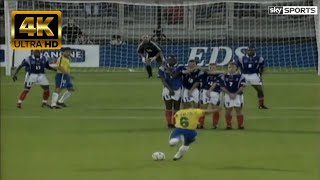 Roberto Carlos  Incredible Free Kick Against France 1997 4K60FPS [upl. by Ajnotal200]