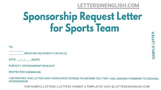 Sponsorship Request Letter For Sports Team  Sample Letter Requesting for Sports Team Sponsorship [upl. by Nyleahcim]