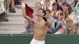 Novak Djokovic Wimbledon Champion and Grigor Dimitrov Do a Strip Tease Dance on the Court [upl. by Darrey]