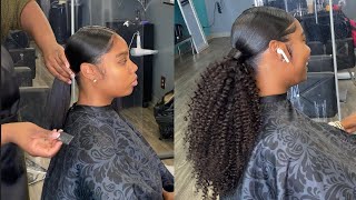 HOW TO SLEEK HIGH CURLY PONYTAIL for 10 STEP BY STEP  Tatiaunna [upl. by Gunthar]