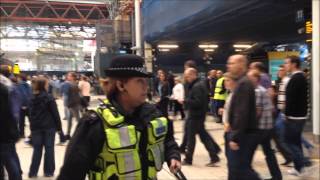 Leeds fans clash with police at London Bridge [upl. by Aihtibat]