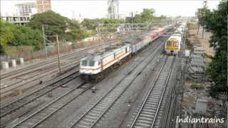 indiantrainssuperfast rajdhani express race with local train near goregaon station  mumbai  india [upl. by Anaher]